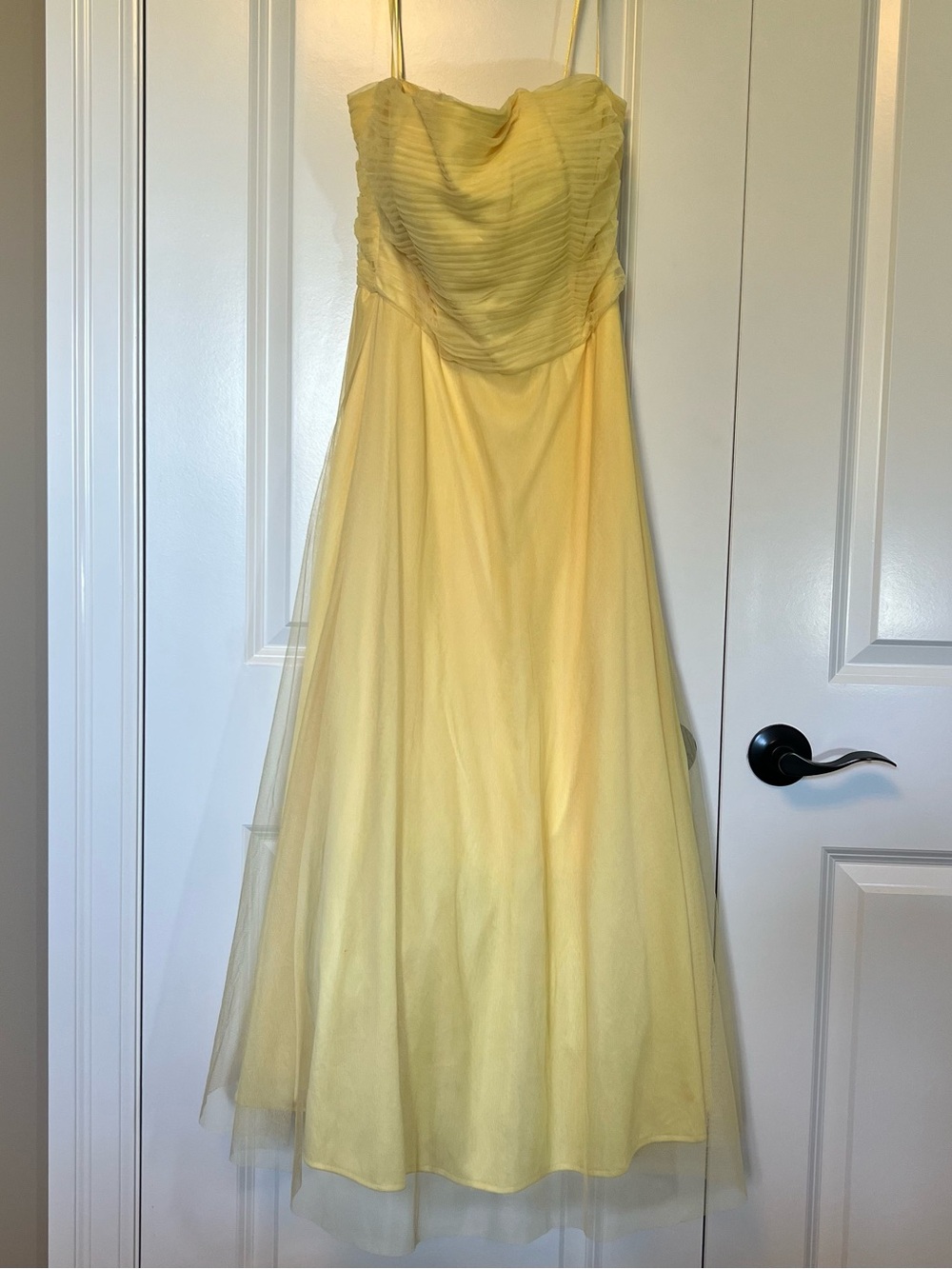 Oasis Pastel Yellow Tulle Strapless Formal Prom Dress - Size 6